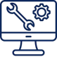 A computer screen icon displaying a wrench and gear icon, symbolizing healthcare IT recruiting.