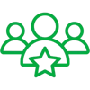 3 person avatar with a star in front icon