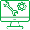 Monitor with a wrench and setting icon