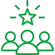 Three person avatar under a star icon