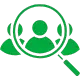 3 person avatars with a magnifier glass in front icon