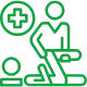 Patient and doctor on rehab session icon